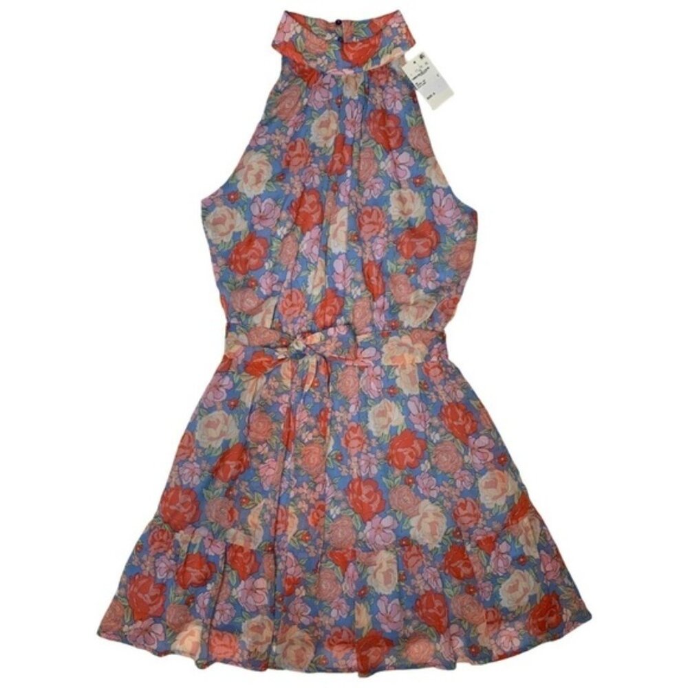 NEW Lush Floral Halter Neck Tie Waist Mini Dress